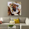 Abstract Figurative Art on Canvas Flowers and Pears Handmade Oil Painting Modern Decor