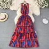 Casual Dresses Summer Fashion Women Halter Beach Style A-line Dress Korea Sexy Tie-dye V-neck Ladies Clothing For Holiday 2023 Fringed Robe