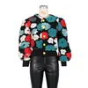 Giacche da donna invernali peluche fiori 3D moda donna vintage casual monopetto manica lunga cappotto in lana crop top street outwear