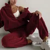 Kvinnors tvådelar byxor 2 st/set trendig höst vinter kvinnor hoodie jogging kostym trackdräkt kallmotståndande sportkläder