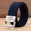 Ceintures Réel Nylon Toile Casual Ceinture Adulte Hommes Alliage Double Anneau Boucle Confort Exquis Jeunesse Mâle Libération Rapide Solide Couleur