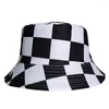 Berretti LDSLYJR 2023 Cotton Plaid Print Two Sides Wear Bucket Hat Fashion Joker Outdoor Travel Sun Cap per uomo e donna 187