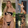 Kvinnors badkläder sexig en axel kvinnors baddräkt transparent mesh bikinis set låg midja thong badkläder kvinnor push up baddräkt bikini z0613