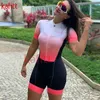 Wielerkleding sets kafitt dames fietskleding met korte mouwen pak zomer fietskleding sneldrogend mountainbike jumpsuit sweatshirt ciclismo 230612