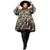 Grote maten jurken WUHE Graffiti Cape Stye Big Swing Loose Smock Elegante damesjurk Curve Chic Single Breasted Shirt Blouse