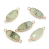 Charms Pierre Naturelle Gemme Ovale Vert Rutile Quartz Connecteur DIY Romantique Mignon Partie Collier Bracelet Bijoux Accessoires Cadeau Faire