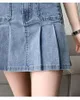 Röcke Sommer Plissee Denim Mini Für Frauen Hohe Taille Plus-size Übergroße Dünne Jeans Bodycon Leichte Strech 8Z