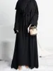 エスニック服eid2ピースアバヤドレスセットモロッコイスラム教徒のアバヤ女性カフタンドレスラマダンドバイターキーロングローブフェムベスティド