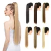 Ponytails Synthetic Long Straight Ponytail Hair Extension 32 inch Clip in Fake Hairpiece Blonde Wrap Around Pigtail Smooth Tail 230613