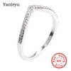 Cluster Rings Yanleyu Unique V Shaped Finger Ring 925 Sterling Silver Fine Jewelry Small Cubic Zirconia Paved Wedding Women PR429