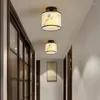 Ceiling Lights Chinese Corridor Lamp Square Bedroom Porch Balcony Embroidered Cloth Light