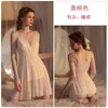 Women's Sleepwear Sexy Lace Gauze Perspective Seductive Deep V Suspender Nightgown Casual Gown Women Home Suit Vestidos De Noche Pijamas