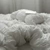 寝具セット4PCSSET韓国スタイルの白い赤い綿の寝具セットケース布団カバーベッドシートフィットシート弾性プリーツベッドセットZ0612
