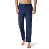 Pantalon homme bleu clair 2023 hommes coton lin élastique cordon taille salon hommes décontracté léger plage été pantalon