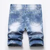 Mäns shorts 2023 Summer Fashiion Mens denim Classic Style Flower Printing Blue Casual Slim Fit Short Jeans Male Cotton