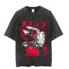 T-shirt da uomo T-shirt lavate vintage Motosega Uomo Camicia anime Haruku T-shirt oversize in cotone Moda Streetwear Unisex Top 6
