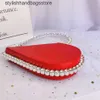 Totes Diamond Red Heart Evening Clutch Bags Vrouwen Designer Chic Strass Acryl Handvat Zwarte portemonnee voor bruiloft Sac A Main