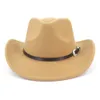 Chapéu de cowboy Fedora de feltro estilo vintage para homens e mulheres Chapéu de cowgirl clássico ocidental Faixa de couro para atividades ao ar livre e festas