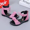 Sandaler Girls 'Sandals Summer Fashion Solid Color Bow Flat Beach Sandaler Barn Baby Big Girls' Shoes Pink Gold Black STQ011 230613