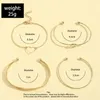 Bağlantı Bilezikler 4 PC/Set Moda Altın Renk Kalbi Kadınlar İçin Vintage Geometrik Jewlery Aksesuarları