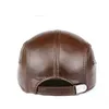 Leather Berets Solid-color Casual and Durable Stingy Brim Hat for Both Men and Women