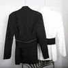 Dameskostuum Blazer Luxe designerjas Slanke taille bedekkende paktop Zwart wit modieuze herfst damestemperamentjas Hoge kwaliteit dameskleding