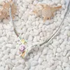 Colliers Pendentifs Eulonvan Collier De Mariage De Fiançailles De Luxe Femmes Long Violet Rose Cubique Zircone Et Blanc Opale Rhodium Plaqué R4062