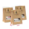 Gift Wrap 20pcs Chinese Tea Package Bag Kraft Paper Self Sealing With Clear Window Aluminum Foil Liner For Green Packaging