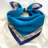 Parei Luna Dolphin Spring Sciarpa quadrata piccola 53x53CM 100% Seta naturale Bianco Blu Bandane morbide Fasce Borsa Nastro Fazzoletto da donna 230613