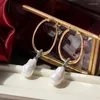 Dangle Oorbellen Franse Retro High-end Chunky Cirkelvormige Parel Hanger Voor Vrouwen Elegante Grote Hoop Chic Klassieke Kerst Sieraden