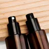 Amber Glass Pump Bottles Flat Shoulder Refillable Spray Bottle for Serum Essential Oil Perfume Lotion 30ml 50ml 80ml 100ml Cinpl