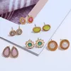 Stud Earrings Fashion Simple All-match Resin Gem Ornament 6 Pair/Set Women's Faux Pearl Water Drops Flowers Assorted Set