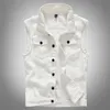 Gilet da uomo Gilet di jeans da uomo Moda semplice lavato Grinding White Hole Slim Youth Motorcycle Commercio estero all'ingrosso