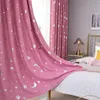 Rideau Garçons Chambre Rideaux Rose Étoile Lune Imprimer Enfants Garçon Filles Fenêtre Chambre Isolation Thermique Pour La Décoration Intérieure