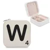 Jewelry Pouches Scrabble Tile W Storage Box Pu Leather Earring Boxes Display Case Organizer For Home Travel Girl Gift