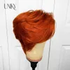 Wigs Lace Wigs Pixie Cut Wig Lace Human Hair Wigs For Women Straight Short Bob Wig T Part Lace Wig Ginger Orange Straight Bob Lace Fron