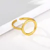 Anello rotondo geometrico di moda Design semplice Squisito gioiello in acciaio inossidabile Anello a cerchio aperto placcato oro per donna