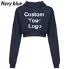 Women's Hoodies Fashion Custom Your Logo Women Hoodie Sweatshirt Short Top Coat Sport Pullover Hooded Tops Female Autumn Winter Clothes Crop