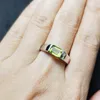 Cluster Rings Men Ring Natural Real Peridot Rectangle 925 Sterling Silver 5 7mm 1ct Gemstone Handwork C227131