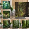 Gordijnen Groen Jungle Douchegordijn Zomer Bos Boom Badkamer Bad Decoratie Home Decor Natuurlijk Landschap 3D Woonkamer Gordijnen Set