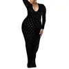 Plus la taille Robes Taille Femmes Mode Dames À Manches Longues En Dentelle Maxi Robe Évider Sexy Maille Moulante En Gros Baisse 230613