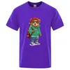 Gentleman Teddybär Gitarre Sänger Männer T Shirts Drucken Sommer Baumwolle Schweiß T-Shirts Atmungsaktive Lose Kleidung Hip Hop Straße Kurzarm