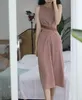 Casual Dresses French Temperament Fairy High Sense Midjan Pink Dress Summer Salt Style Elegant Kvinna