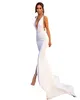 Sexy Mermaid Wedding Dress Spandex Sleeveless Deep V Neck Beach Bride Dresses Sweep Train Elegant Wedding Boho Bridal Gowns