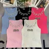 T-shirt tricoté pour femme lettre diamant débardeurs charme dames t-shirts vêtements beaucoup de couleurs