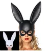 Noir Sexy lapin oreille masque femmes fille blanc mignon lapin longues oreilles Bondage masque Halloween mascarade fête Cosplay Costume accessoire 91QH