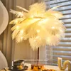 Tafellampen DIY Creatieve Veer Lamp Warm Wit Licht Boom Lampenkap Meisje LED Bruiloft Decoratieve Verlichting Roze Verjaardag