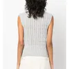 Donne gilet Brunello Spring Ladies v Neck Cucinelli Grey Grey Twisted Waited Knit Cardigan Vest