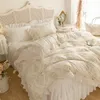 Bedding sets Winter Soft Carved Velvet Fleece Princess Wedding Bed Skirt Bedding Set Duvet Cover Quilt Cover Bedspread Bed Linen cases Z0612