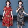 Abbigliamento etnico 2023 Estate cinese nazionale casual vestito cheongsam migliorato lunghezza media stampa floreale allentata donna elegante abito retrò
